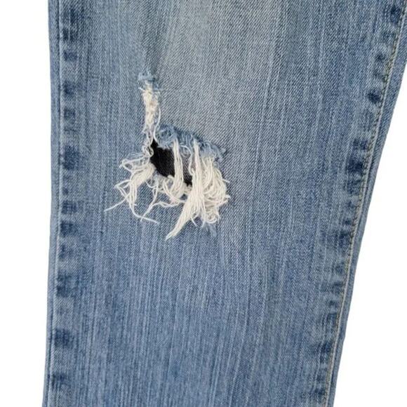 Lucky Brand Dungarees Straight Leg Distressed Jeans Blue Women Size 6 - Picture 5 of 10